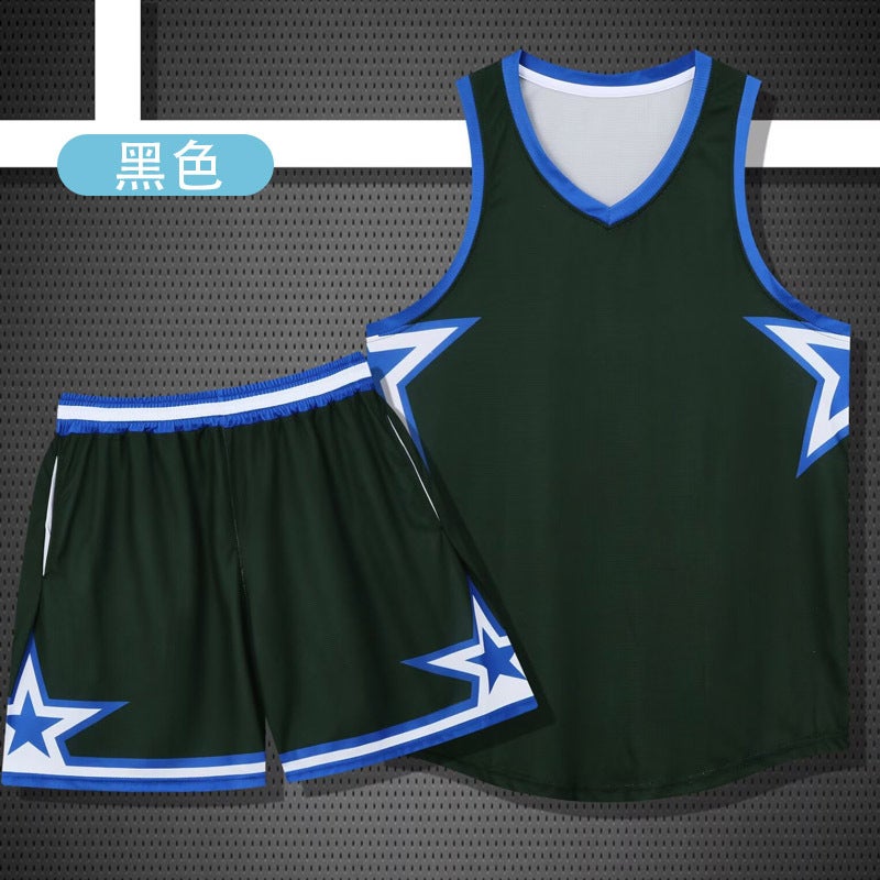 Quick-Drying Sweat-Wicking V Neck Sports Basketball Uniform Suit Men'S American Game Training Uniform Vest Jersey Printed With Logo - Image 1