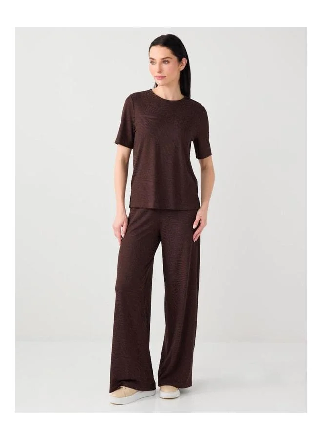 Jimmy Key Bitter Coffee Normal Waist Normal Leg Long Jacquard Knit Pants.