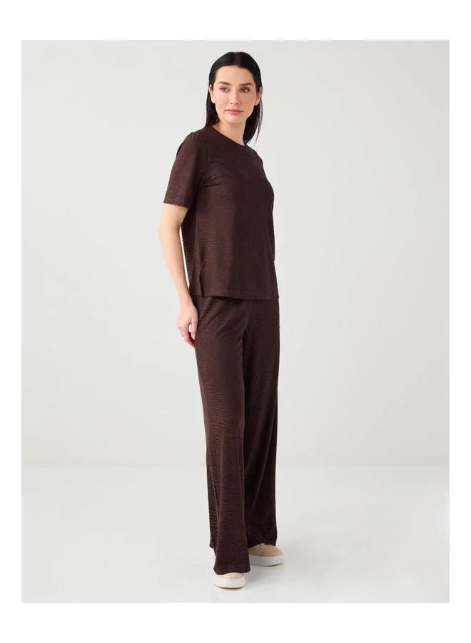 Jimmy Key Bitter Coffee Normal Waist Normal Leg Long Jacquard Knit Pants.