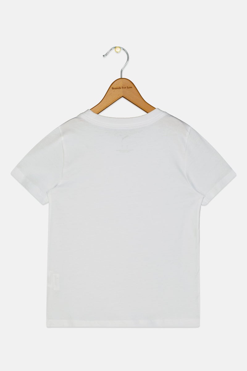 PUMA Toddlers Boy Brand Logo Short Sleeve T-Shirt, White - Image 3