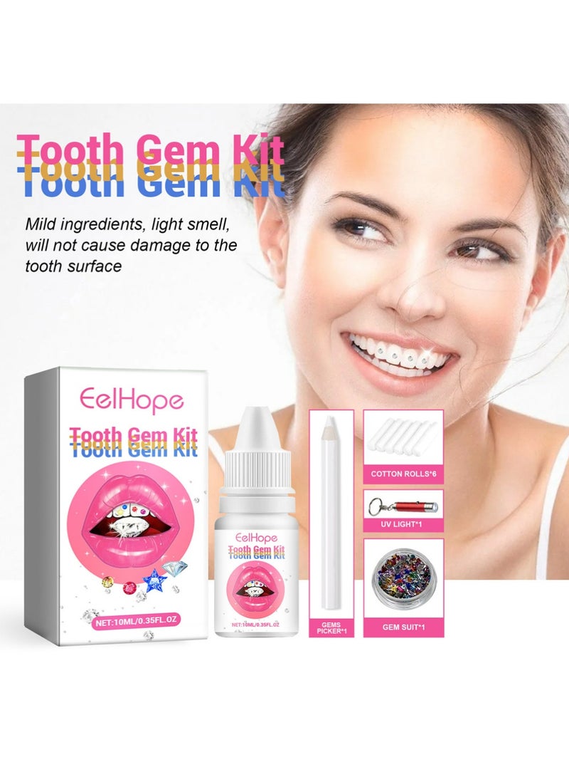 Eelhope Tooth Gems Kit with Shiny Crystals for Teeth, DIY Teeth Gems Kit Fashionable Decoration Starter Set - Image 1