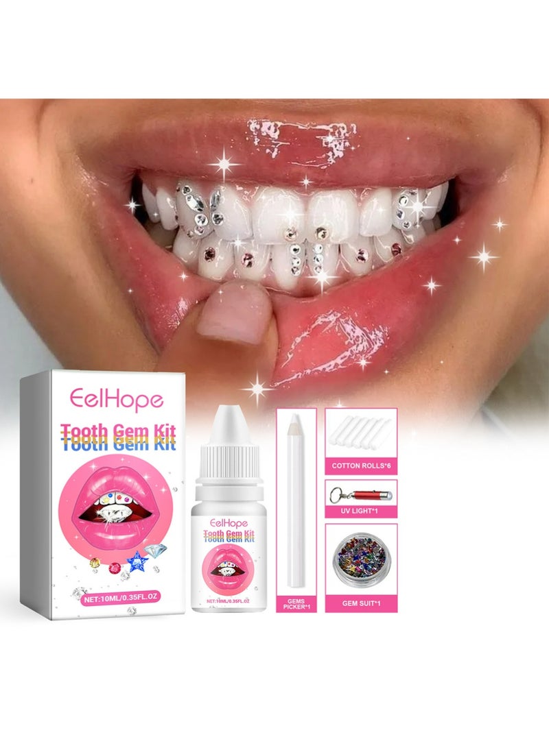 Eelhope Tooth Gems Kit with Shiny Crystals for Teeth, DIY Teeth Gems Kit Fashionable Decoration Starter Set - Image 2