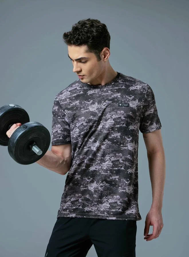 Technosport Men Camo Print Slim Fit Sports T-Shirt