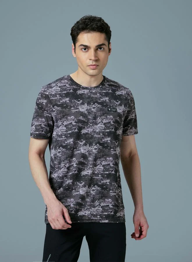 Technosport Men Camo Print Slim Fit Sports T-Shirt