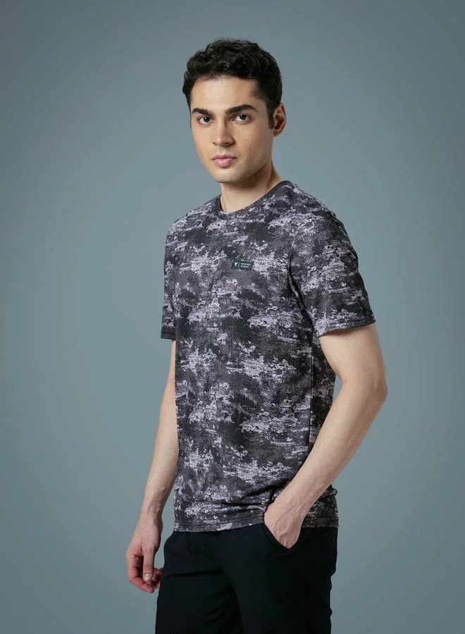 Technosport Men Camo Print Slim Fit Sports T-Shirt