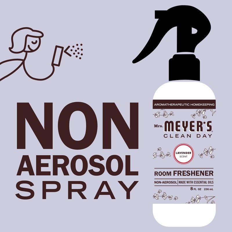 MRS. MEYER'S CLEAN DAY Room and Air Freshener Spray, Non-Aerosol Spray Bottle Infused with Essential Oils, Lavender, 8 fl. oz - Image 3