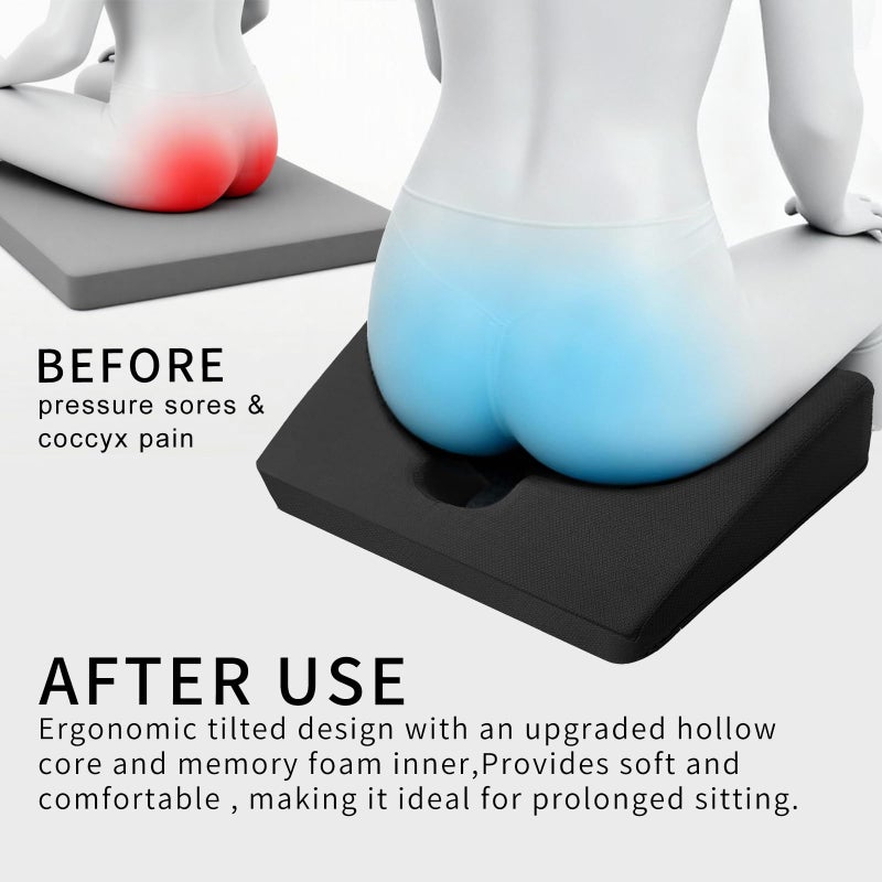 FoKon Gel Wheelchair Seat Cushion,Bed Sore Cushions for Butt,hemorrhoid Pillow,Sciatica,Back,Coccyx,Pressure Sore/Ulcer Pain Relief Butt Pillow,Ergonomic Chair Cushion, Anti-Slip&Washable Cover(Blue) - Image 4