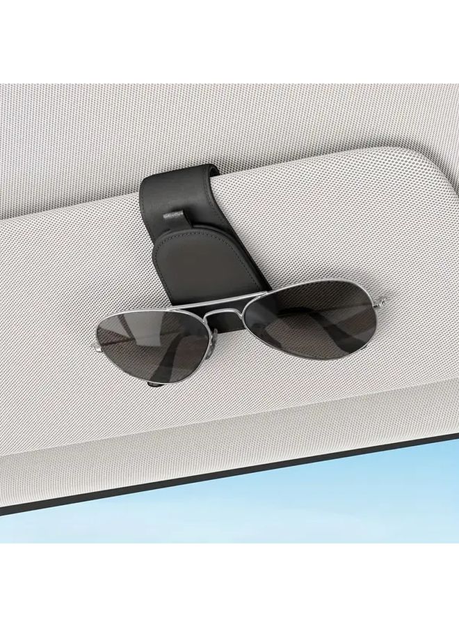 Yellow Car Visor Magnetic Glasses Holder Clip Storage Rack With Multi Functional Card Clip 1pc - Image 2