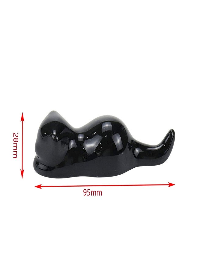 Nicerity Chinese Painting Brushes Rests for Calligraphy Sumi Brushes Ceramics Cat Shape 2 Pcs(Black) - Image 5