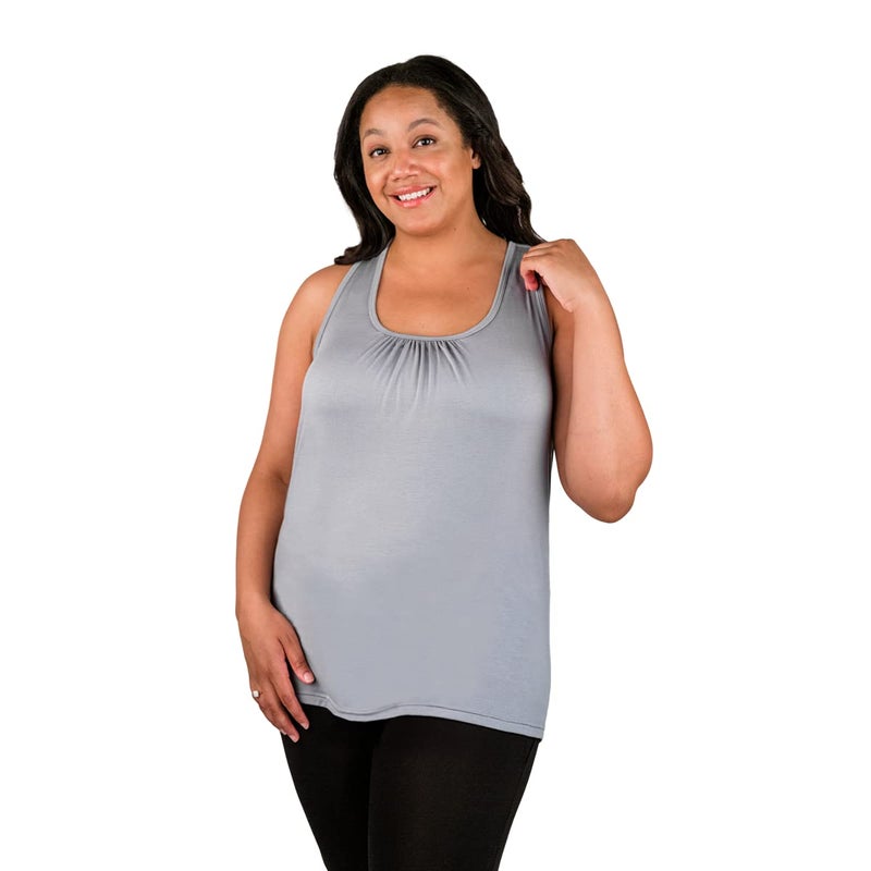 bamboobies Women's Standard Nursing Easy Access Tank Top, Maternity Clothing for Breastfeeding, Grey, X-Large - Image 1