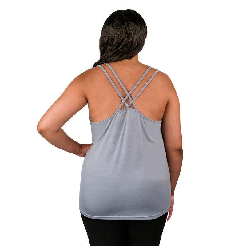 bamboobies Women's Standard Nursing Easy Access Tank Top, Maternity Clothing for Breastfeeding, Grey, X-Large - Image 4