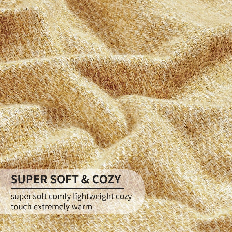 BOURINA Faux Cashmere Fringe Throw Blanket Decorative Lightweight Throw Soft Cozy for Bed or Sofa Outdoor Blanket  50"" x 70"" Yellow - Image 4