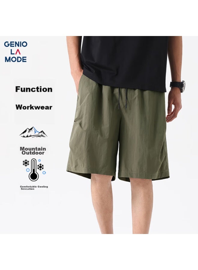 Geniolamode Men's Cargo Shorts, Lightweight Summer Style, Cool And Casual, Outdoor Mountain-inspired Functional Five-point Pants, Army Green, 3XL - Image 1