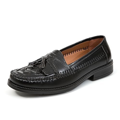 Deer Stags Mens Herman Kiltie Tassel Loafer for Formal Dress Retro Look Work Casual Jet Black 105