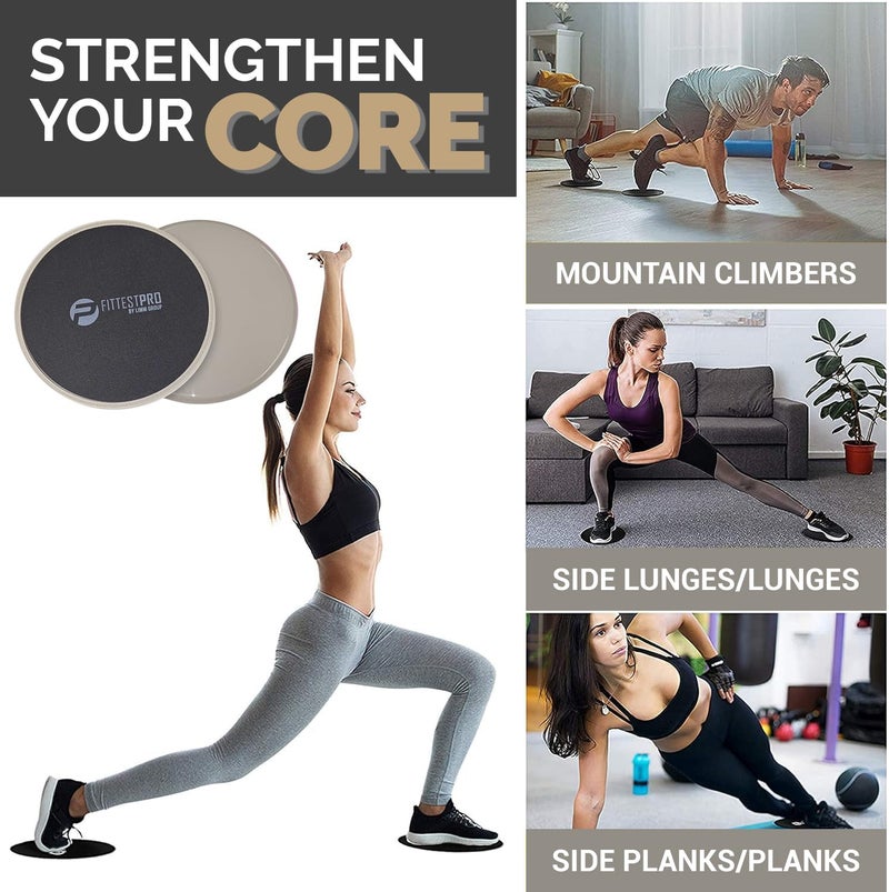 Limm Core Sliders Fitness - Exercise Sliders for Working Out, Stability, Ab, Legs & Full Body (Set of 2) - Bonus Carry Bag & Workout Ebook - Black Gym Gliding Disc Pads for Hardwood, Carpet & More - Image 2