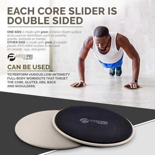 Limm Core Sliders Fitness - Exercise Sliders for Working Out, Stability, Ab, Legs & Full Body (Set of 2) - Bonus Carry Bag & Workout Ebook - Black Gym Gliding Disc Pads for Hardwood, Carpet & More - Image 3