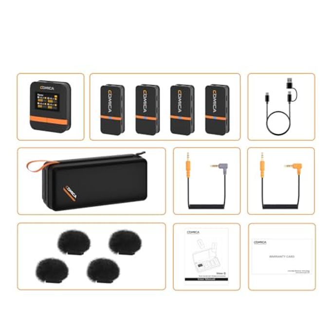 COMICA Vimo Q Four-Channel Mini Wireless Lavalier Microphone System With 4 Transmitters And 1 Receiver With Charging Case For Phone Video Recording Interview Youtubers Vloggers - Image 2