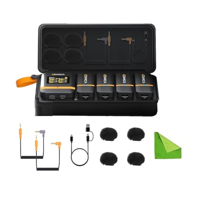 COMICA Vimo Q Four-Channel Mini Wireless Lavalier Microphone System With 4 Transmitters And 1 Receiver With Charging Case For Phone Video Recording Interview Youtubers Vloggers - Image 1