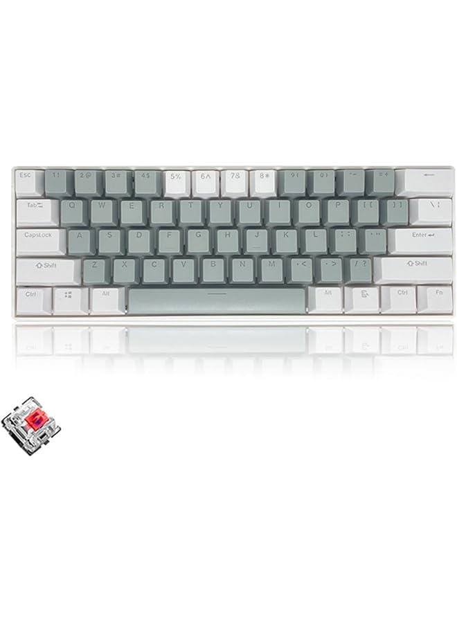 61 Keys Rgb Gaming Keyboard 60% Mini Wired Waterproof With Anti Ghosting Keyboard And Two Color Keycaps With Red Switch For Gamers(Light Gray And White) - Image 1