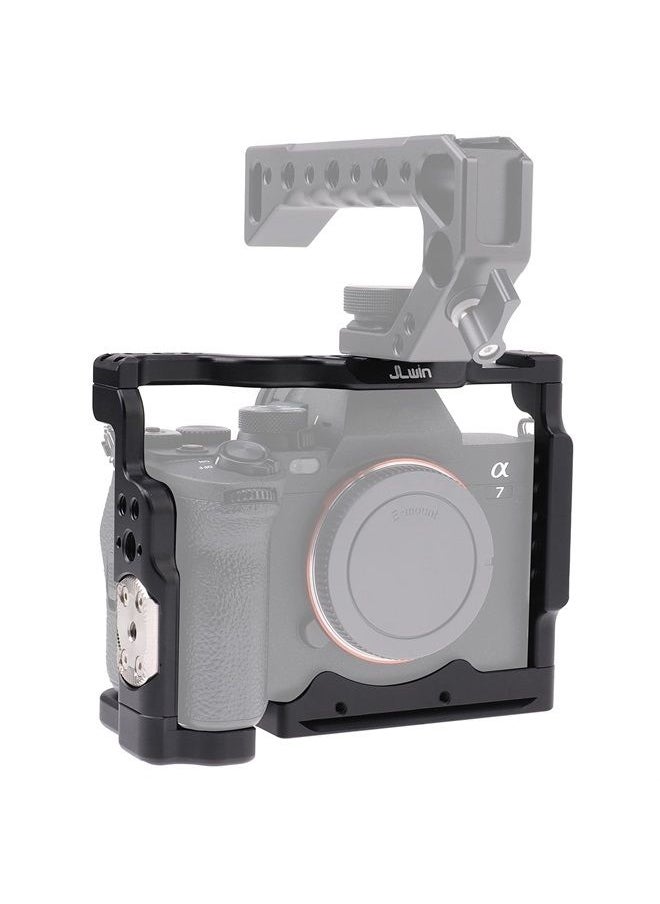 FocusFoto - Camera Cage Video Filmmaking Stabilizer Rig Aluminium Alloy Extension Frame with Cold Shoe and 1/4" 3/8" Screw Mouting for Sony Alpha 7 IV, ILCE-7M4, A7M4, A7 Mark IV, α7IV Mirrorless Camera - Image 1
