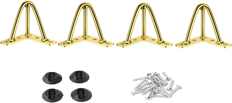 HIRVALL Heavy Duty Gold Finish 4inch Metal Leg for SofaCabinetDesk Leg and Bed Leg4pcs - Image 1