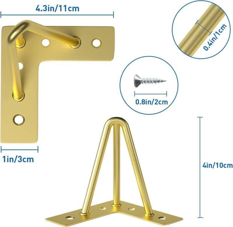 HIRVALL Heavy Duty Gold Finish 4inch Metal Leg for SofaCabinetDesk Leg and Bed Leg4pcs - Image 5