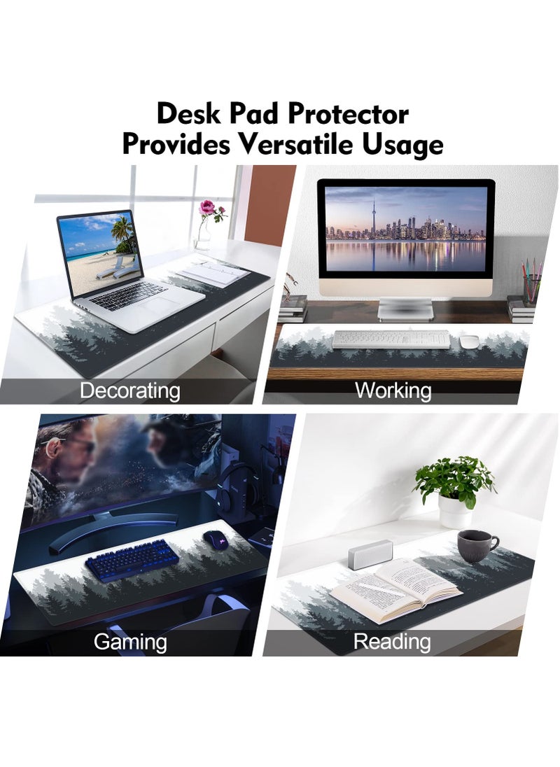 Large Gaming Mouse Pad 800 x 300 x 3mm, Non-Slip Rubber Base Water-Resistant Mousepad Desk Mat for Computer Keyboard Misty Forest