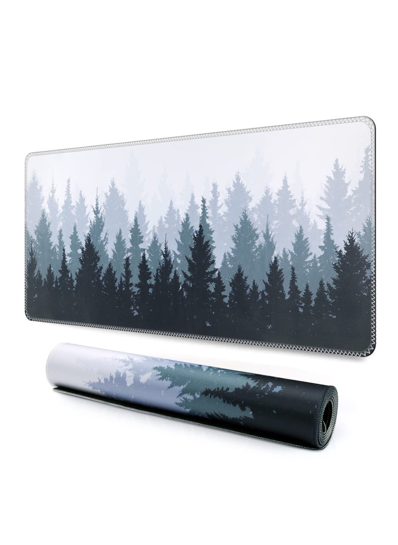 Large Gaming Mouse Pad 800 x 300 x 3mm, Non-Slip Rubber Base Water-Resistant Mousepad Desk Mat for Computer Keyboard Misty Forest