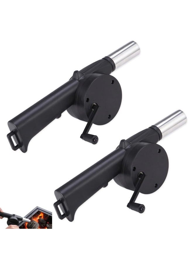 SquEqu 2 Pack Hand Crank Air Blower Portable Manual Handheld Fire Blowing Tube Bellow Flame Boost Fan for Outdoor Barbecue BBQ Grill Stove Picnic Hiking Camping Campfire Starter - Image 1