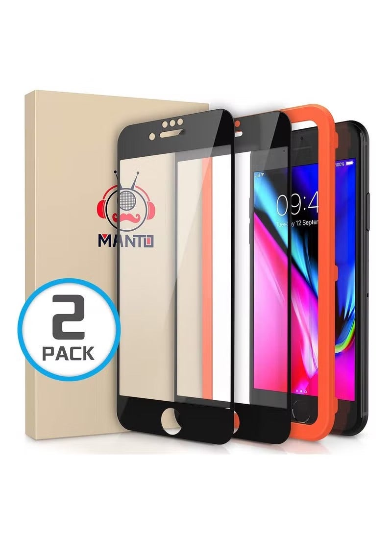 IAF MANTO Screen Protector for iPhone 8 Plus 7 Plus 6s Plus 6 Plus 5.5 Inch Full Coverage Tempered Glass Film Edge to Edge Protection 2 Pack, Black - Image 1