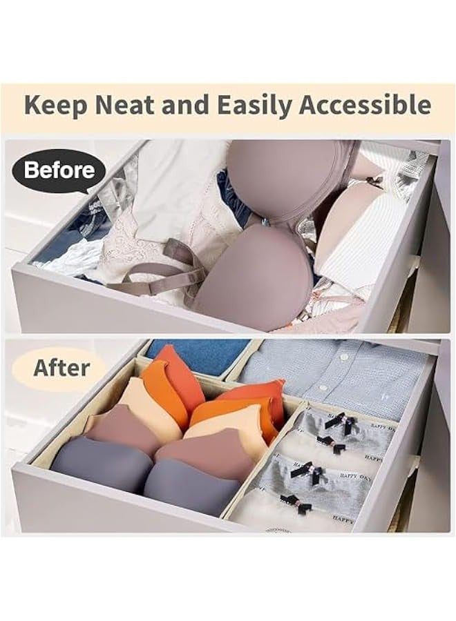 TRASSLE Drawer Organizer Clothes, 6 Pack Underwear Drawer Organizer, Foldable Closet Organizers, Storage Dresser Drawer Dividers, Cloth Drawer Storage Organizer Boxes, for Clothes, Scarves  - Image 5