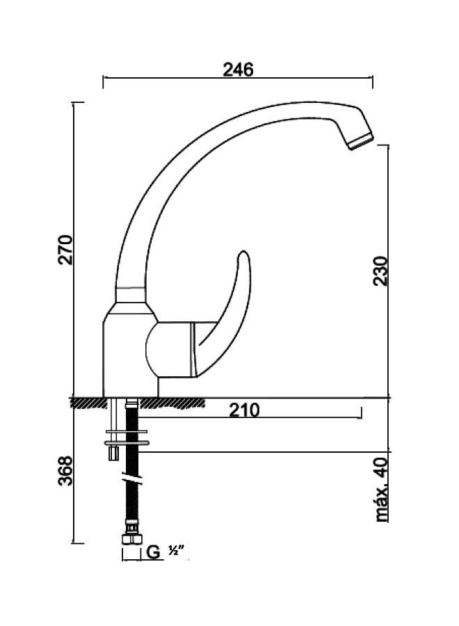 BURG Single Lever Sink Mixer Silver - Image 2