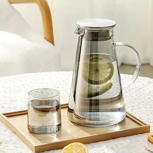 bellemax Premium Water and Juice Glasses Set of 6 and Borosilicate Glass Jug Set Combo,(6 PC Glasses 300ML and 1 Water Jug 1.8 Liter), Transparent, Glass and Jug Set for Dining Table (Medium) - Image 1