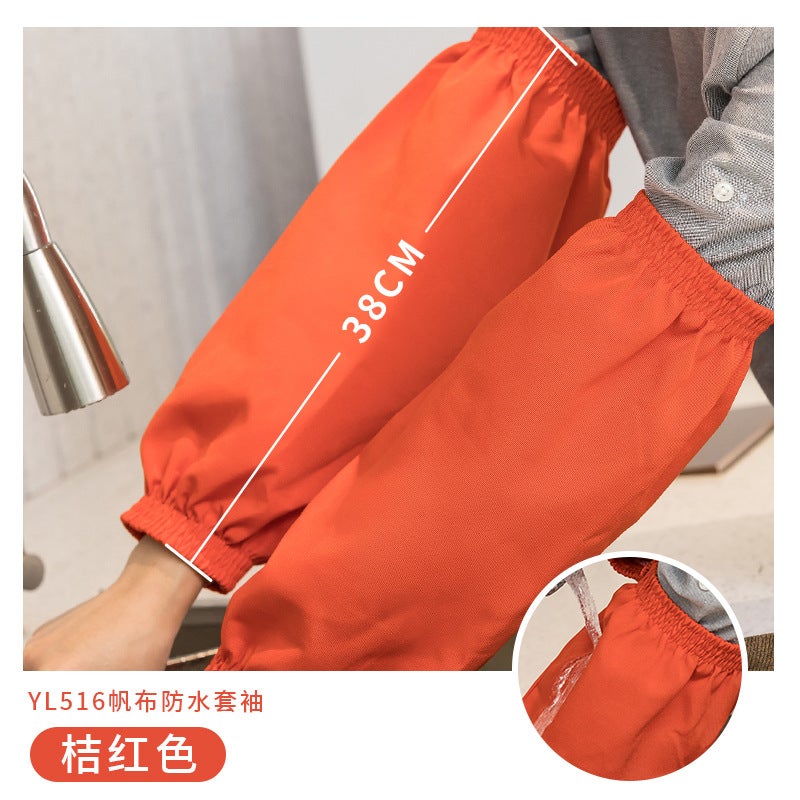 Yellow waterproof canvas apron custom logo printing catering special milk tea shop snack house supermarket work clothes women Yl-516 canvas waterproof sleeves orange