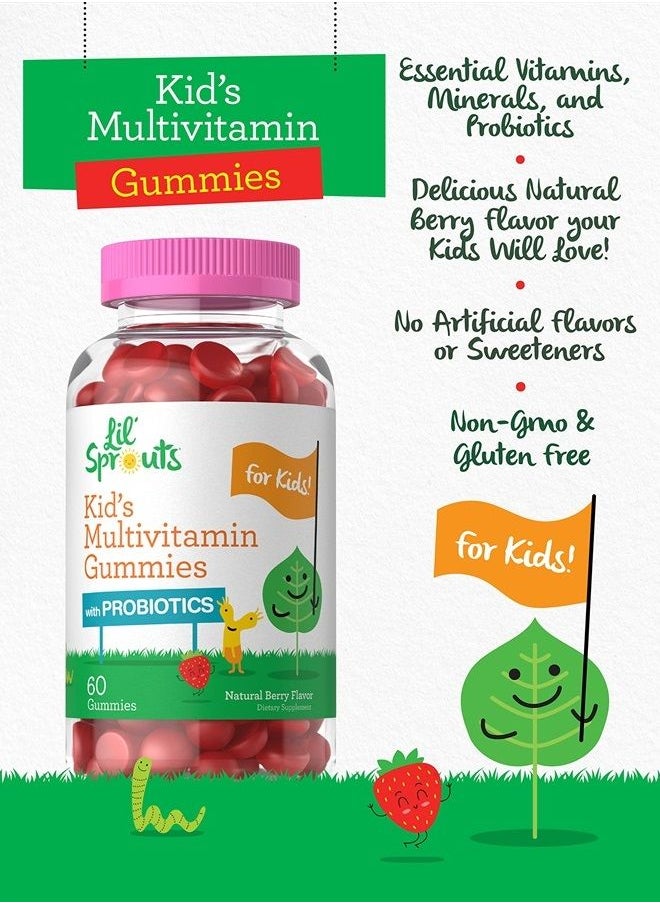 CARLYLE - Kids Multivitamin Gummies with Probiotics | 60 Chewables | Natural Berry Flavor | Vegetarian, Non-GMO, Gluten Free Children's Supplement | by Lil' Sprouts | Packaging May Vary - Image 1
