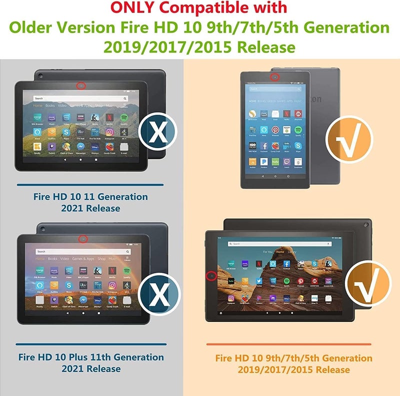 KEROM Fire HD 10 Case (9th/7th/5th Generation, 2019/2017/2015 Release), Premium PU Leather Stand Cover Case for Fire HD 10 Tablet 9th/7th/5th Gen, Auto Wake/Sleep, Bird - Image 2