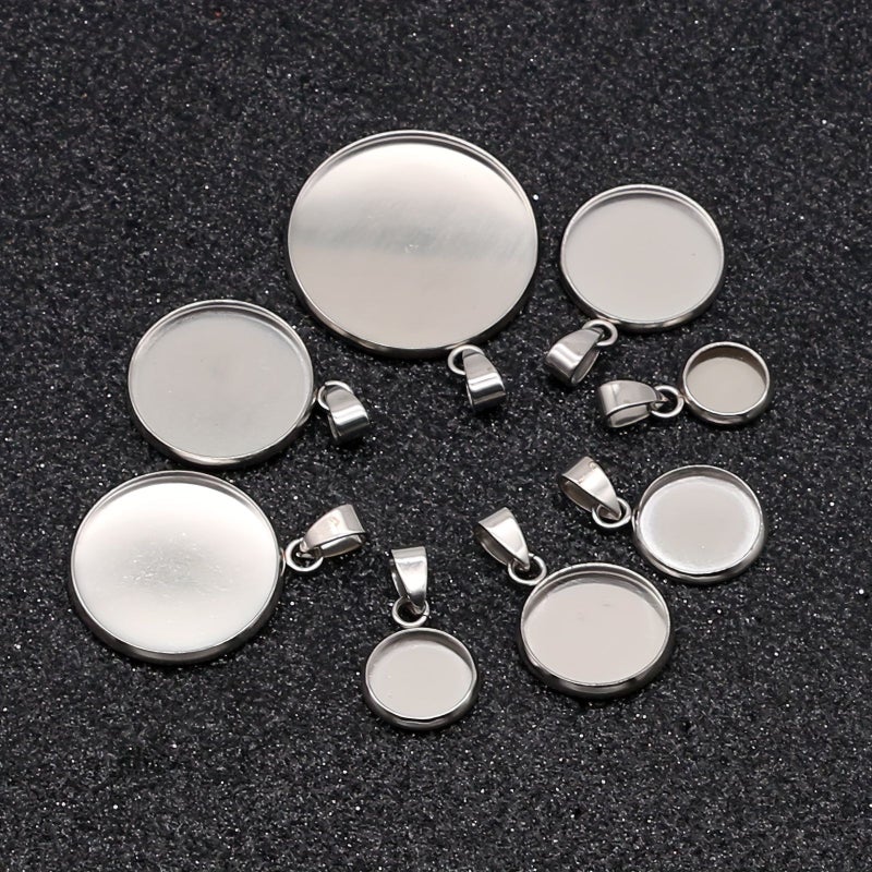 10 Stainless Steel Round Square Oval Base Trays 20mm for Jewelry Drip Oil - Image 5
