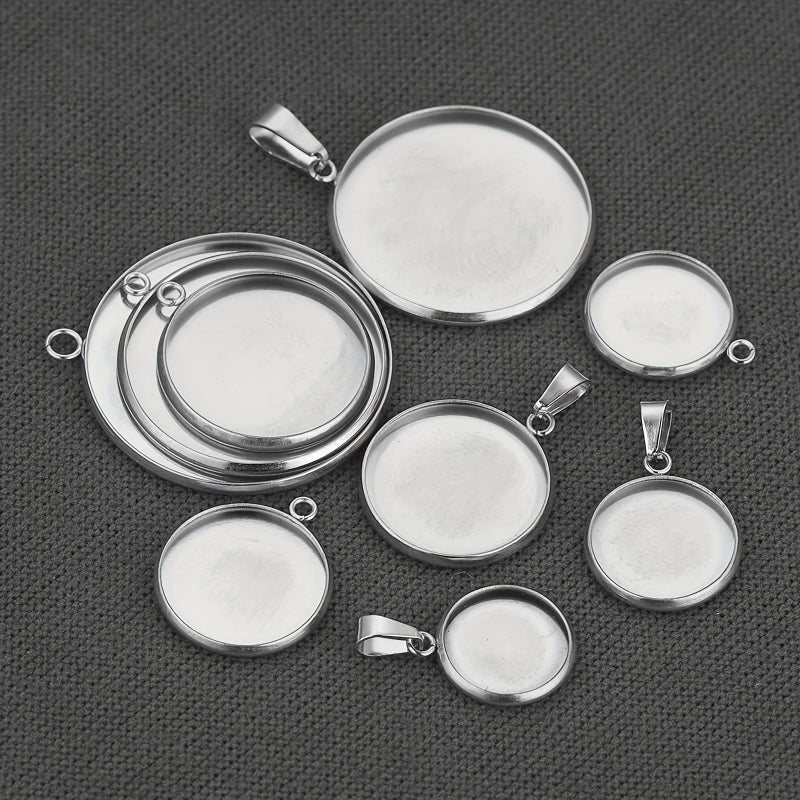 10 Stainless Steel Round Square Oval Base Trays 20mm for Jewelry Drip Oil - Image 1