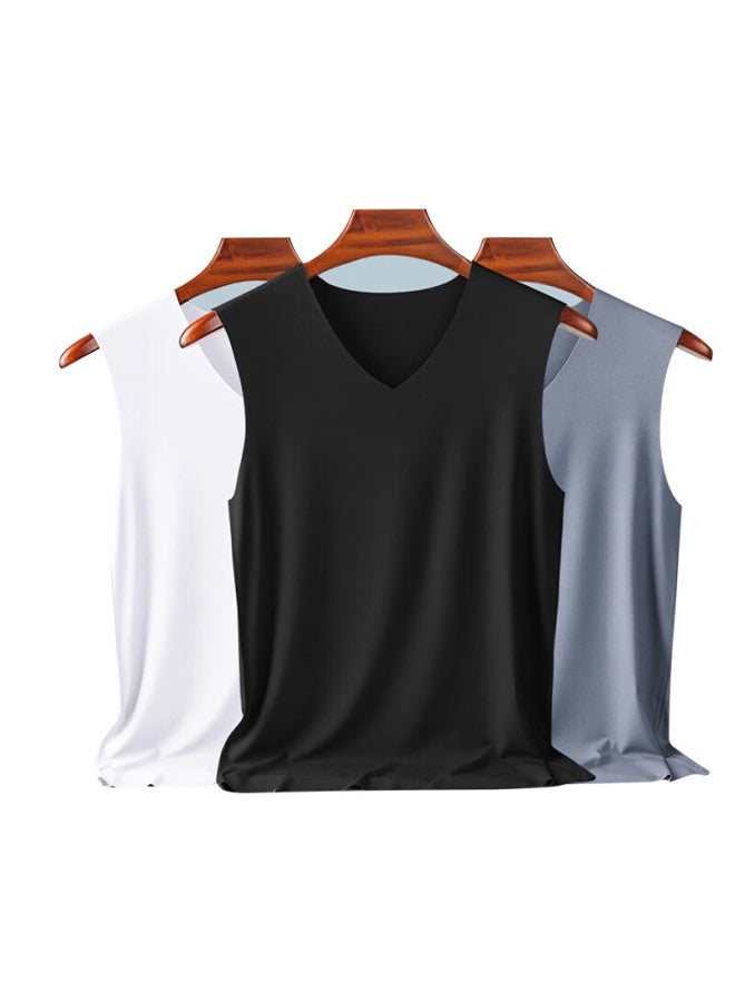 Yalu Men's Tank Top, Summer Ice Silk Seamless Sleeveless Sports Fitness Quick-dry Undershirt, Father's Day Gift, 3 Pieces, XL