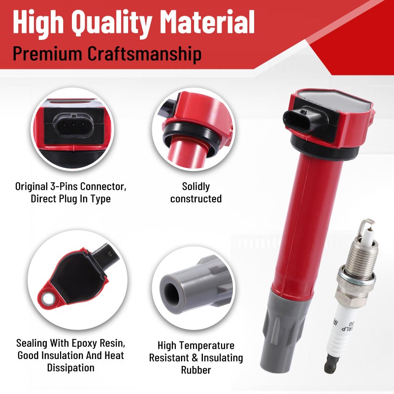 CarBole مجموعة بواجي وملفات إشعال CarBole UF502 متوافقة مع فولكس فاجن روتان دودج أفنجر تشالنجر تشارجر جورنّي (عبوة من 6) - Image 2