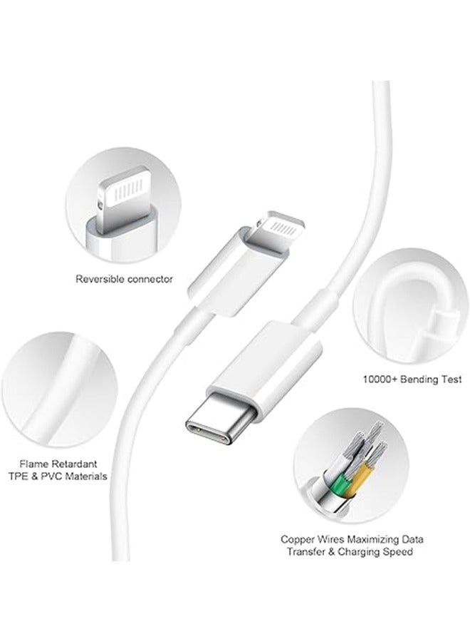 شاحن iPhone 14 13 12 للشحن السريع بقدرة 20 واط PD مع كابل شحن سريع بطول 6 أقدام، متوافق مع iPhone 14/13/12/11/Pro/Pro Max/Mini/Xs Max/XR/X، iPad - Image 2