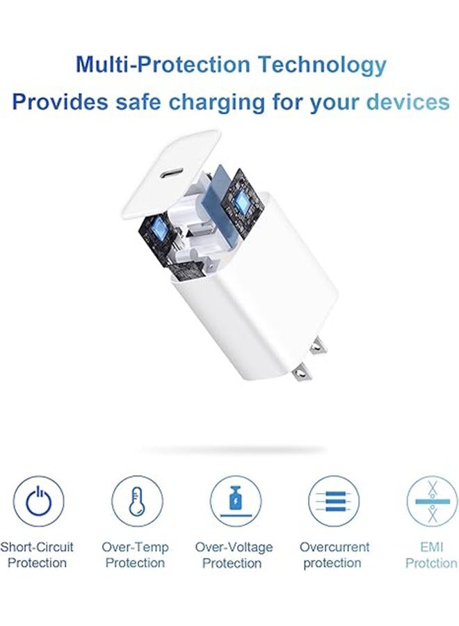 شاحن iPhone 14 13 12 للشحن السريع بقدرة 20 واط PD مع كابل شحن سريع بطول 6 أقدام، متوافق مع iPhone 14/13/12/11/Pro/Pro Max/Mini/Xs Max/XR/X، iPad - Image 5