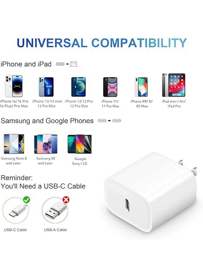 شاحن iPhone 14 13 12 للشحن السريع بقدرة 20 واط PD مع كابل شحن سريع بطول 6 أقدام، متوافق مع iPhone 14/13/12/11/Pro/Pro Max/Mini/Xs Max/XR/X، iPad - Image 4