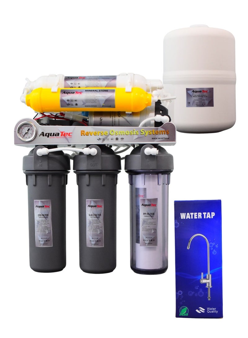 فلتر تنقية المياه 7 مراحل ، بسعة تصل إلى 300 لتر من المياه المحلاة يوميًا، ما يعادل 16 قاروة مياه كبيرة - Image 1