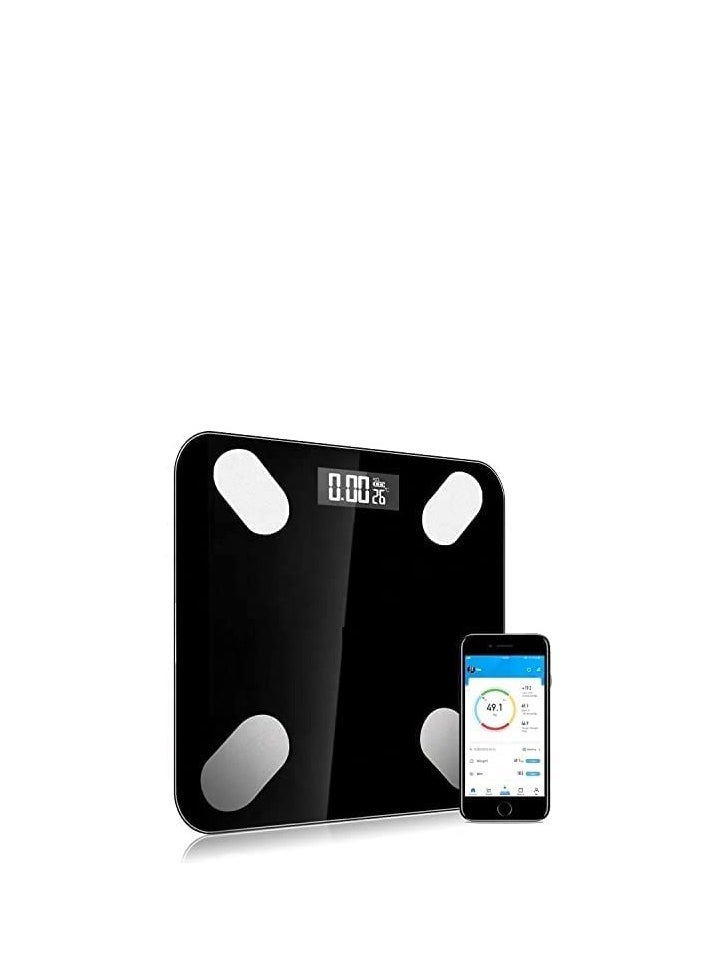 JAJEEK Bluetooth Electronic Digital Bathroom Weight Scale – Thick Tempered Glass with LED Display, Body Health & Fitness Tracker, Bluetooth Connectivity for Health Monitoring, Black - Image 1