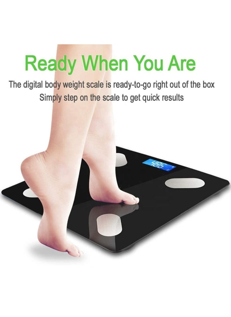 JAJEEK Bluetooth Electronic Digital Bathroom Weight Scale – Thick Tempered Glass with LED Display, Body Health & Fitness Tracker, Bluetooth Connectivity for Health Monitoring, Black - Image 4