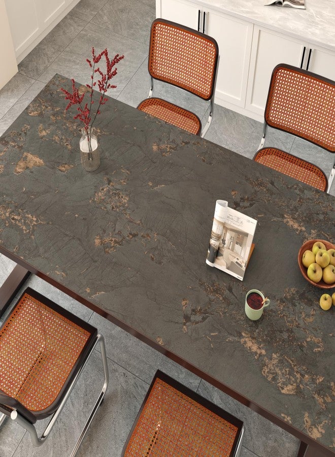 Wallercity ورق لاصق رخامي بني ذهبي من والرسيتي لأسطح المطابخ، ورق جدران رخامي غير لامع، ورق لاصق مقاوم للماء، سهل اللصق والإزالة، مناسب لجزيرة المطبخ أو طاولة الحمام، مقاس 15.8 × 78.7 بوصة - Image 2