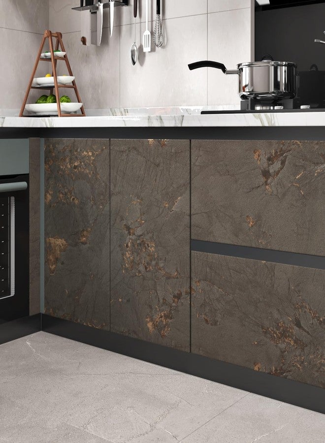 Wallercity ورق لاصق رخامي بني ذهبي من والرسيتي لأسطح المطابخ، ورق جدران رخامي غير لامع، ورق لاصق مقاوم للماء، سهل اللصق والإزالة، مناسب لجزيرة المطبخ أو طاولة الحمام، مقاس 15.8 × 78.7 بوصة - Image 3