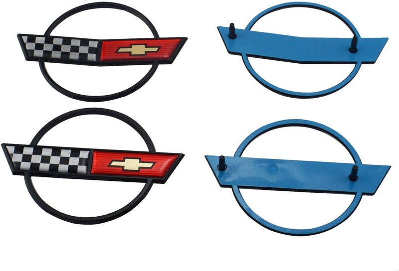 C4 Corvette Gas Fuel Lid Emblem Cross Flag Badge Replacement Set for 1984-1990 - Image 4