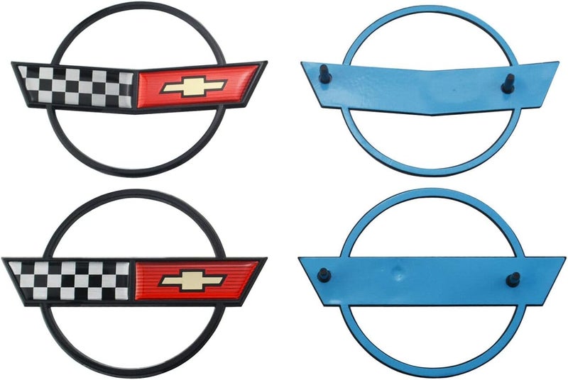 C4 Corvette Gas Fuel Lid Emblem Cross Flag Badge Replacement Set for 1984-1990 - Image 1